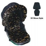 Seat Liner & Hood Trim to fit Silver Cross Wave Pushchairs - Leopard Faux Fur